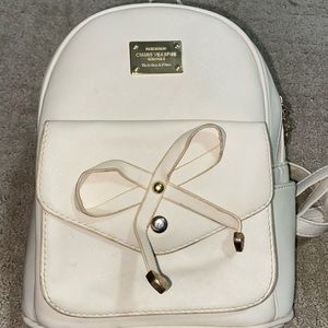 White Leather Mini Backpack